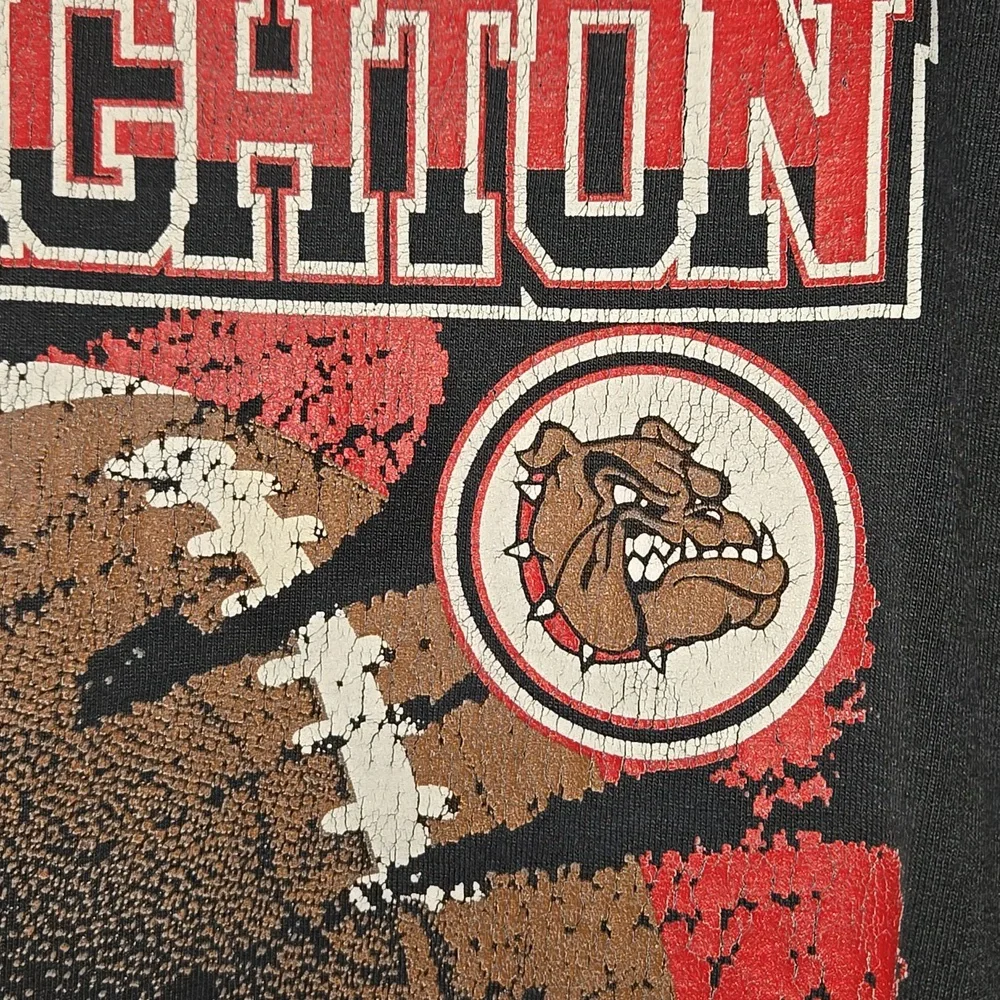 Vintage Y2k Creighton College 2003 Bulldog Football Black T-Shirt XL